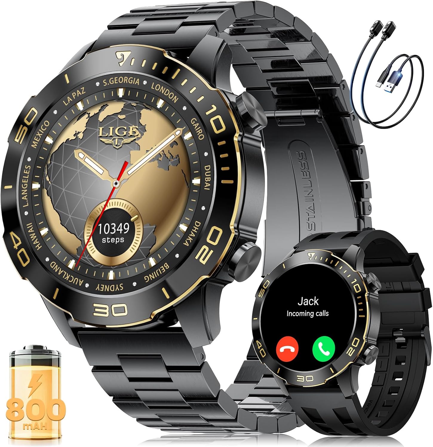 Mens AMOLED Smart Watch Bluetooth Call 170 Sport Modes