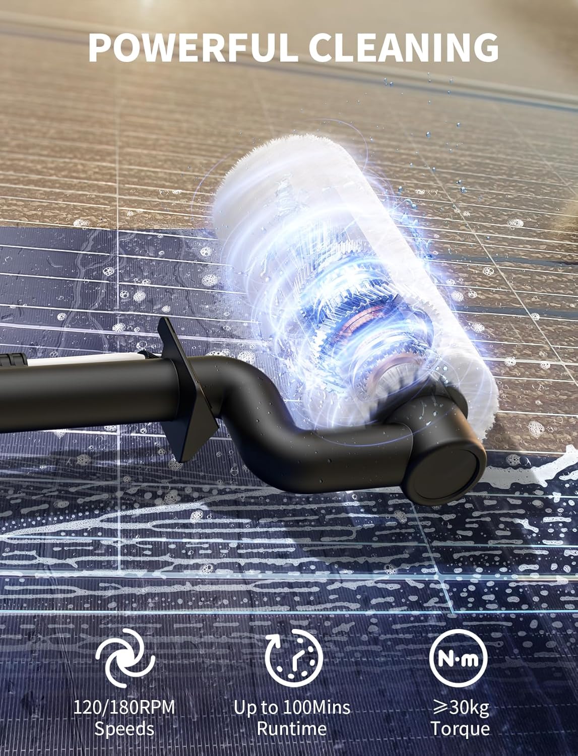 6.2M Electric Solar Panel Cleaning Brush Pole Water Fed Kit