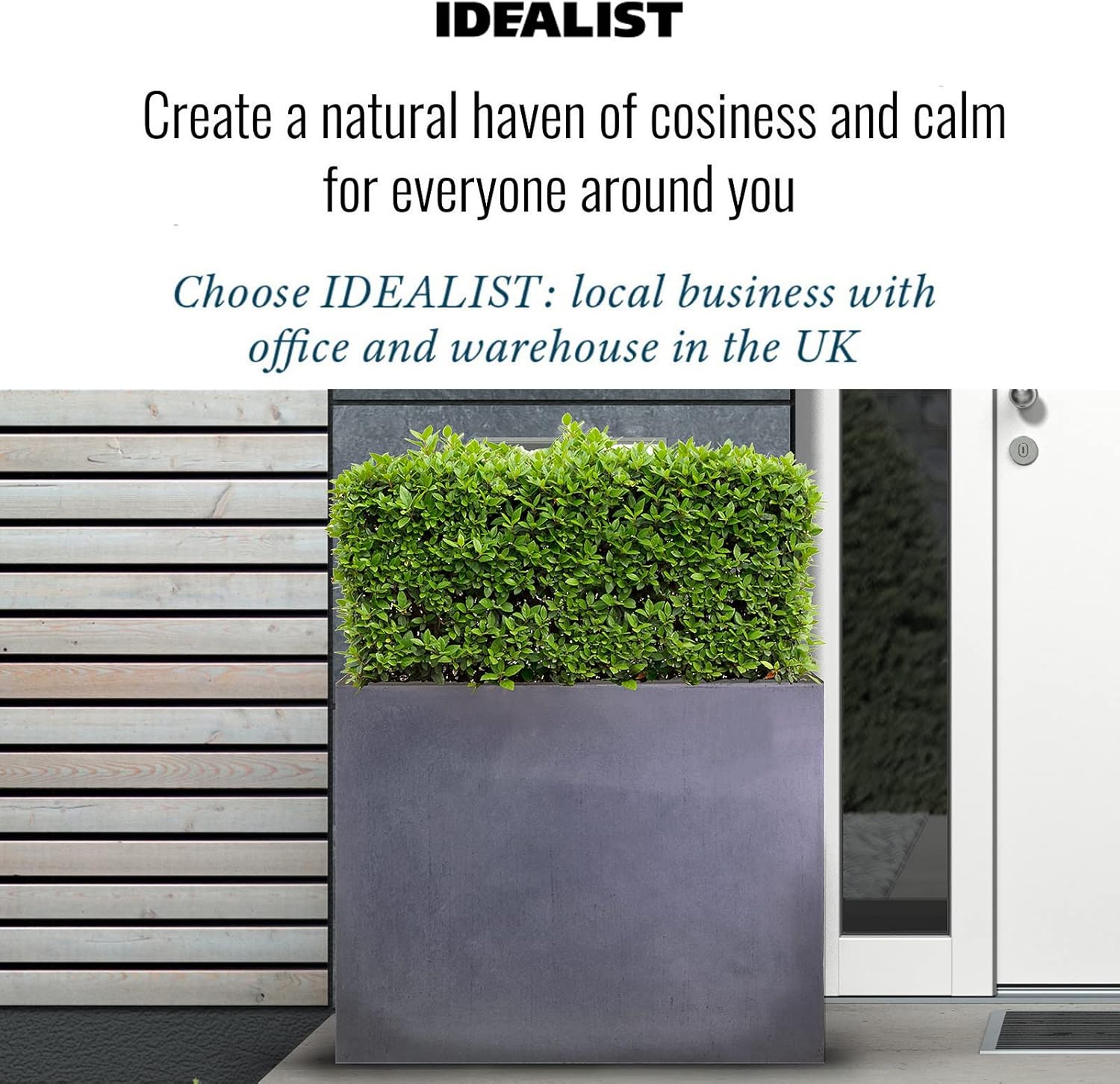 70cm Large Trough Planter Dark Grey Stone Effect Outdoor Pot