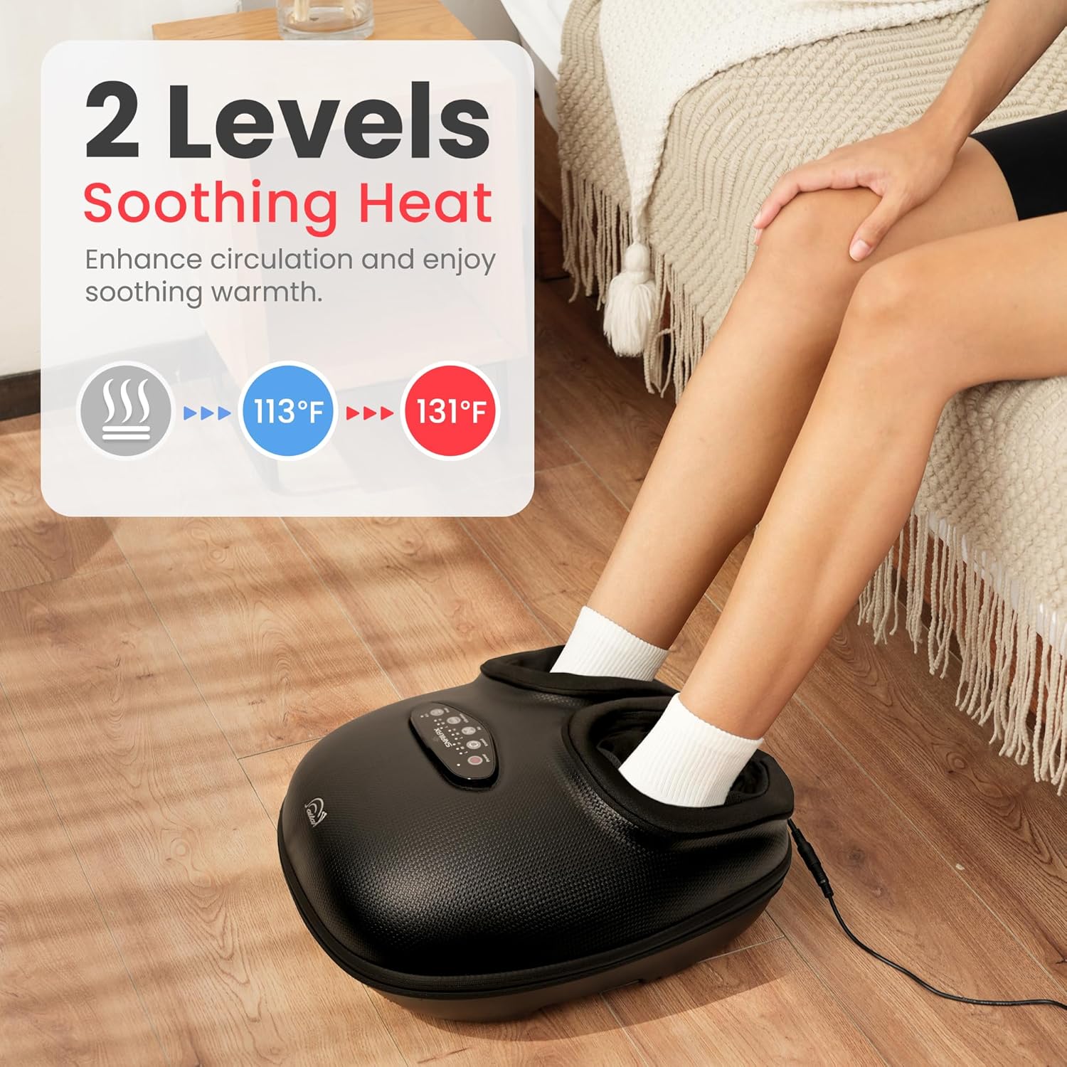 Shiatsu Foot Massager Heat Compression Vibration Remote Pain Relief