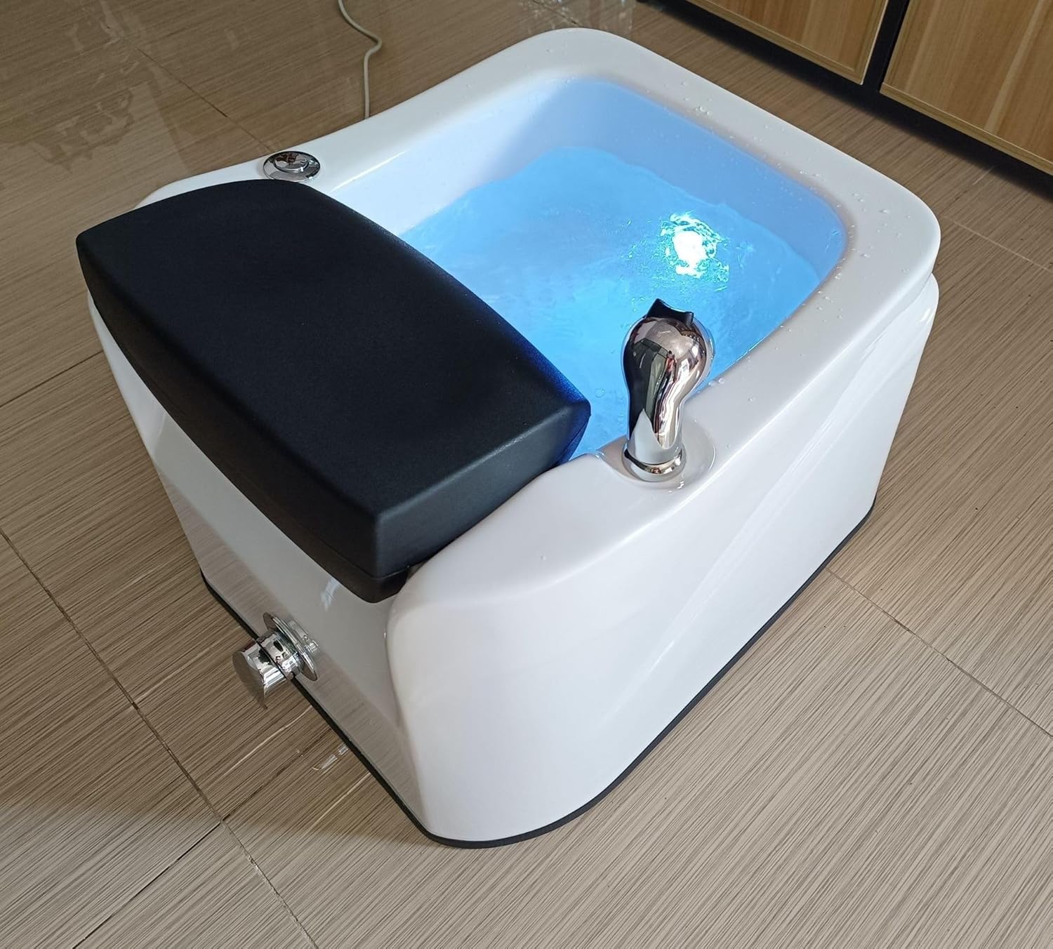 Acrylic Foot Spa Bath Heated Massage Pedicure Basin LED Light