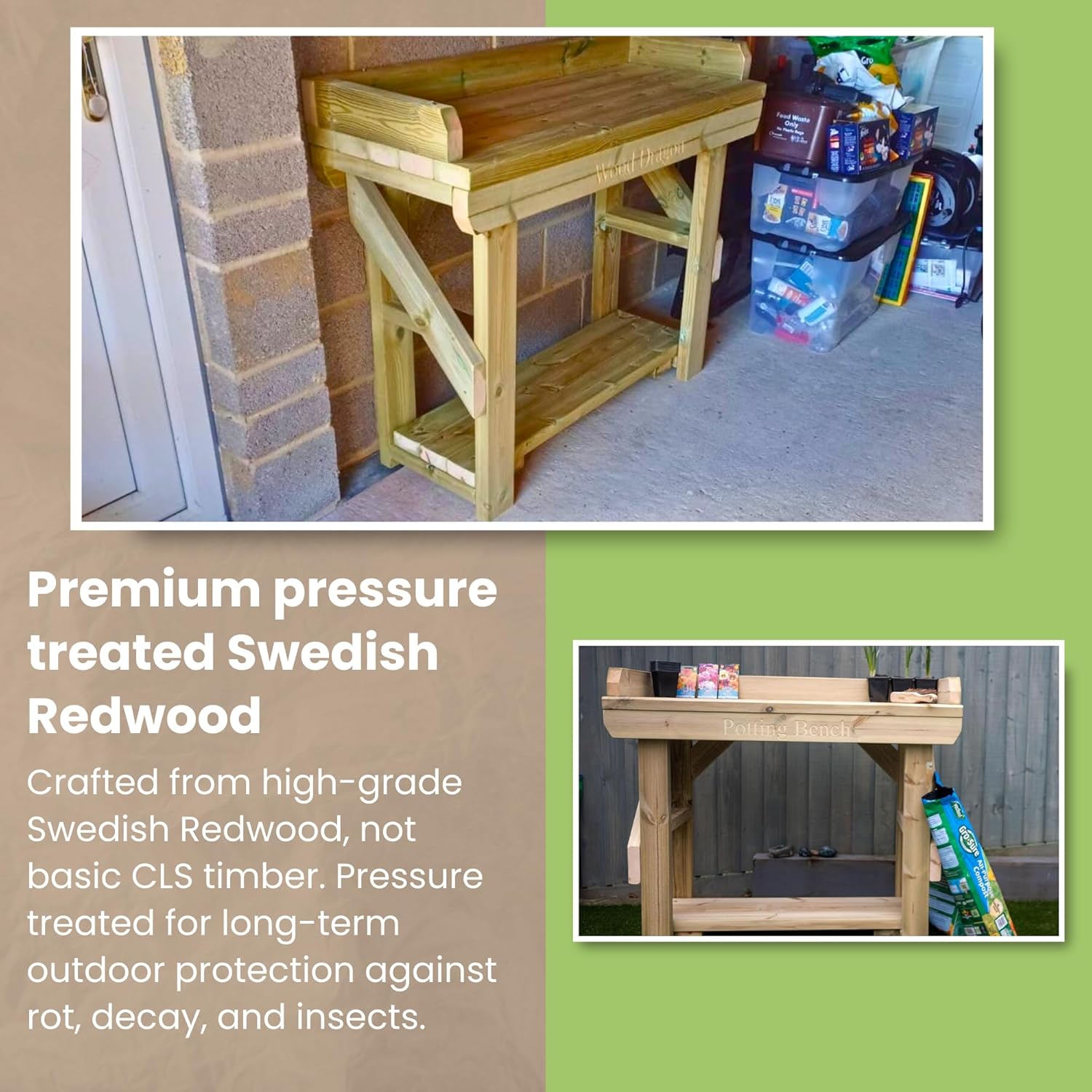 Heavy Duty Wooden Potting Table 6FT Garden Work Bench