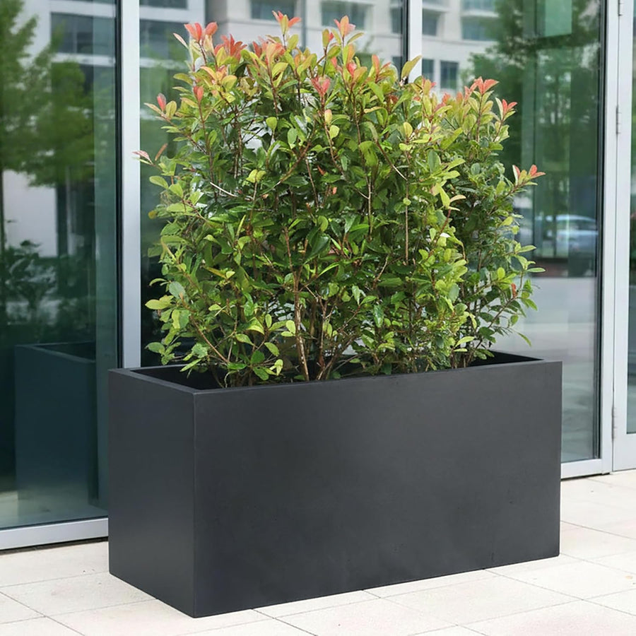 100cm Large Trough Planter Dark Grey Stone Effect Outdoor Pot