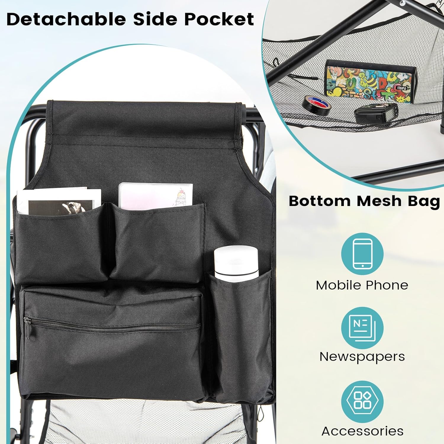 Tall Folding Directors Chair with Side Table Footrest