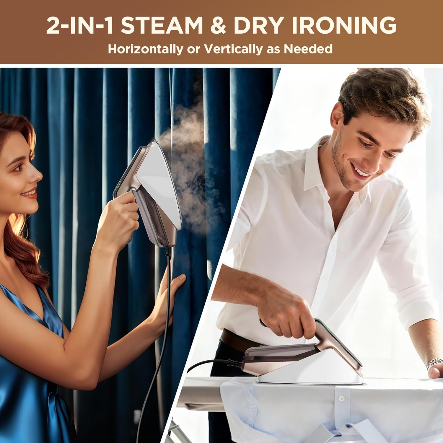 2400W Steam Iron 200g Boost Ceramic Soleplate Detachable Tank