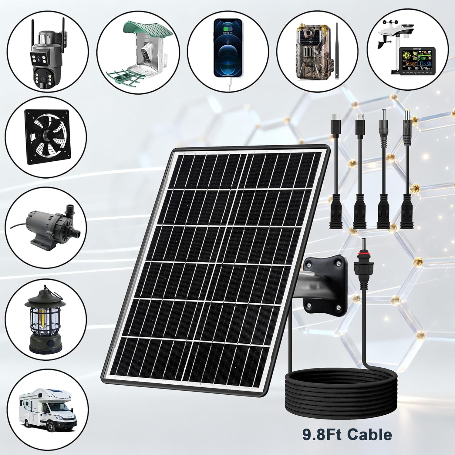 15W Solar Panel Kit 16000mAh Battery for Trail Camera 12V