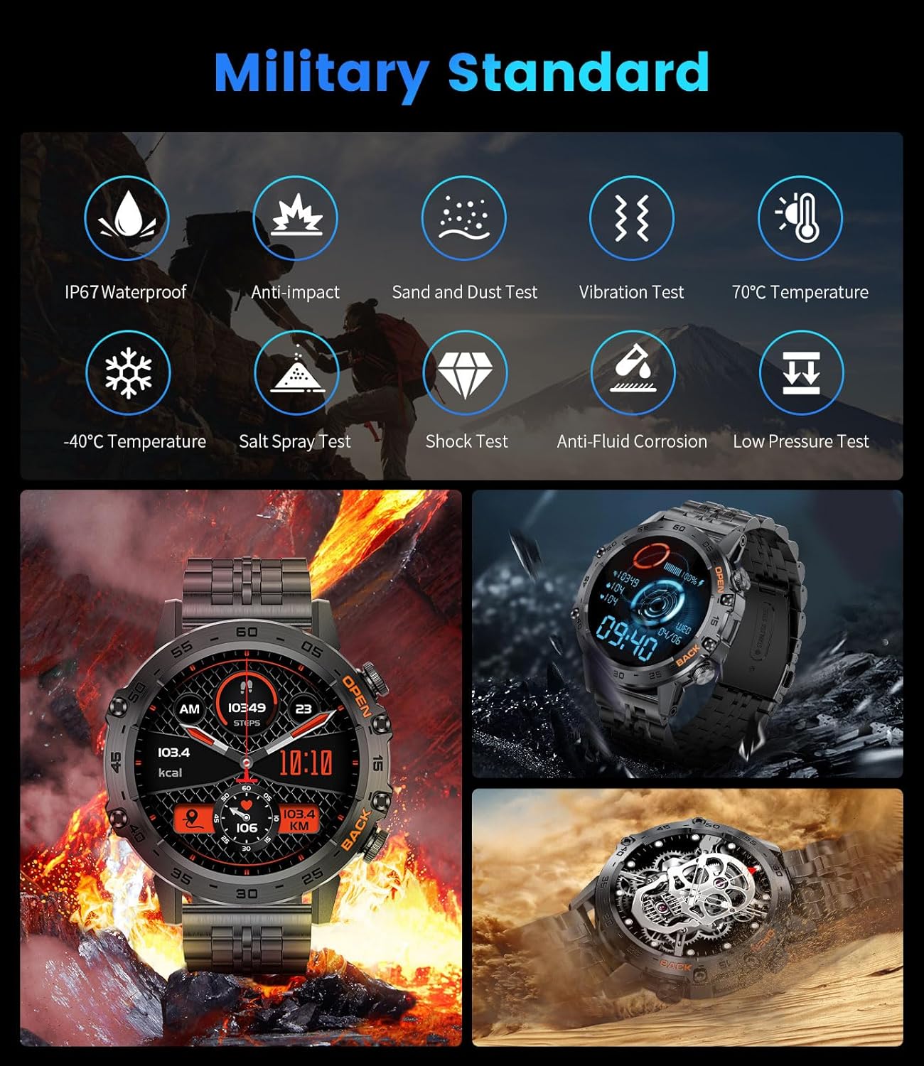 Military Smart Watch Call 100 Sports Heart Sleep