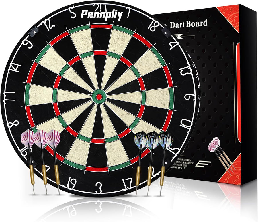 18in Bristle Dartboard Set Sisal Steel Tip Darts Professional Board