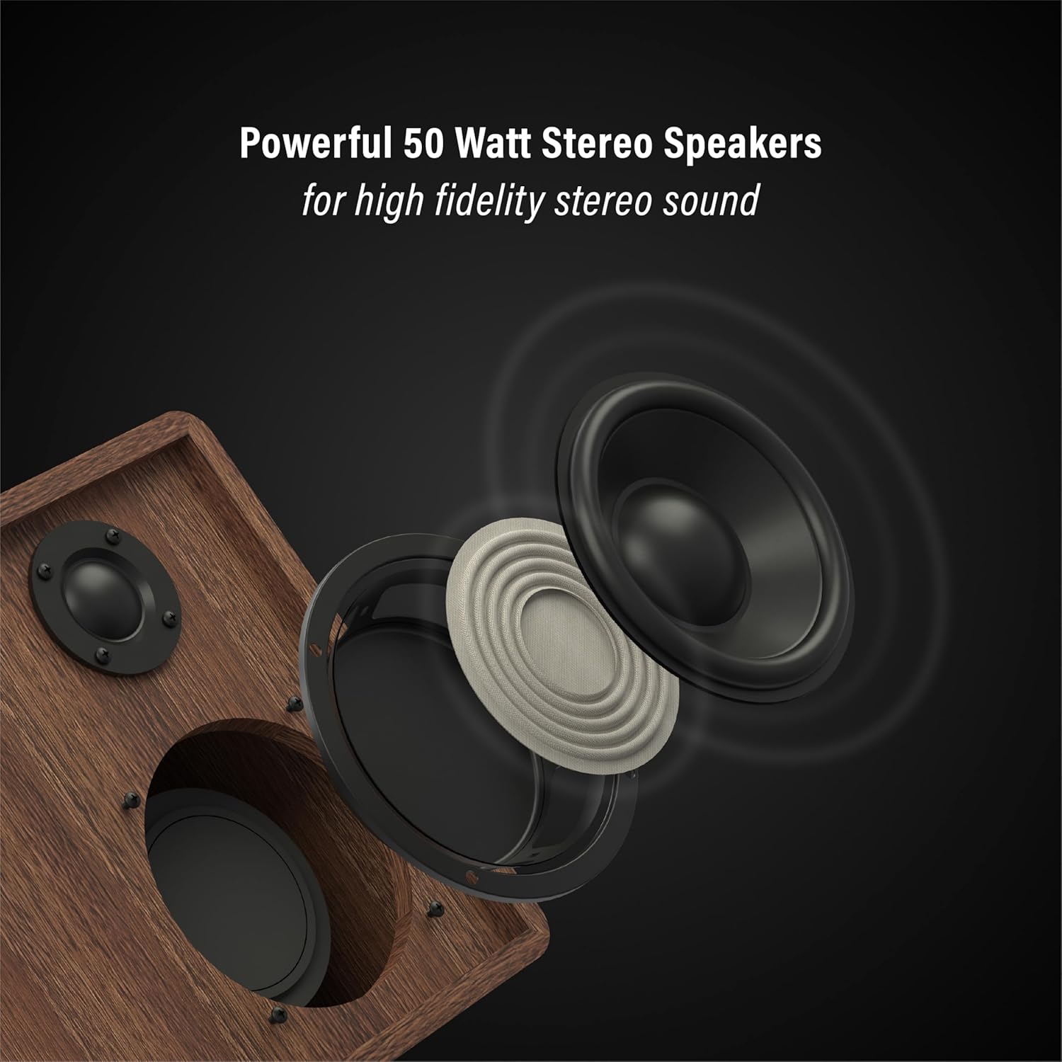 Bluetooth Vinyl Turntable with Speakers, 2-Speed Belt Drive & USB