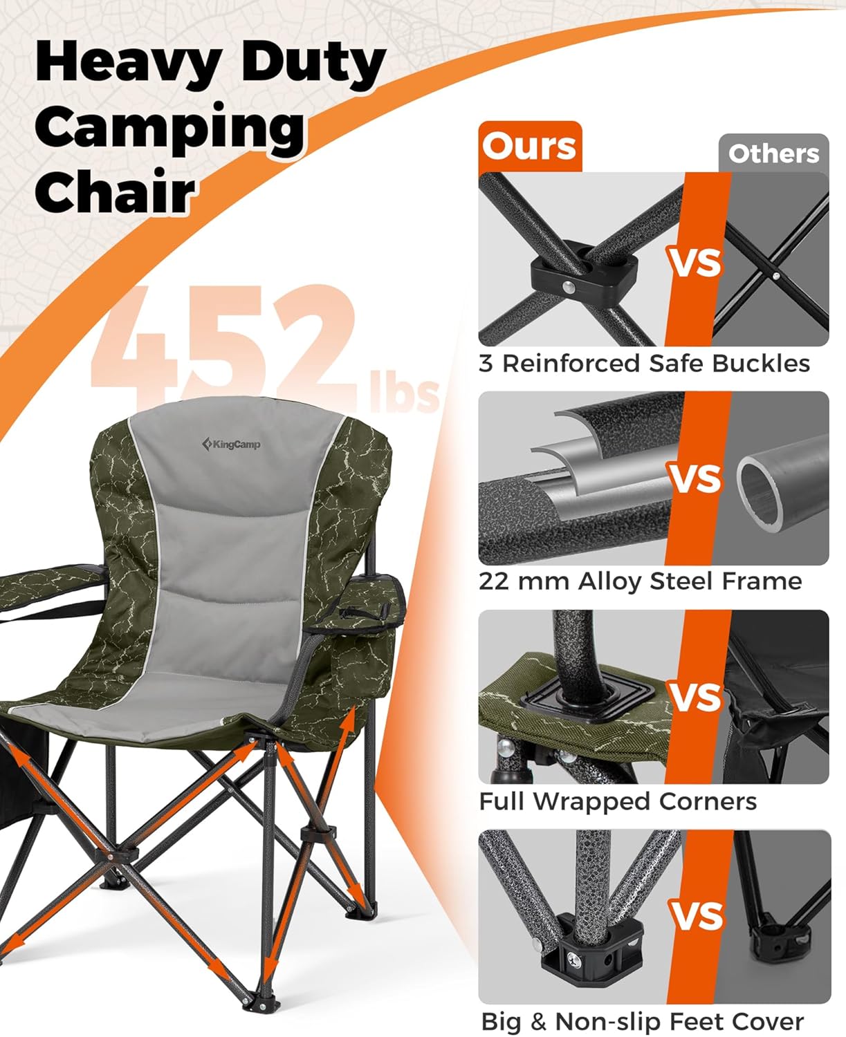 Oversized Camping Chair 205KG Cooler Green