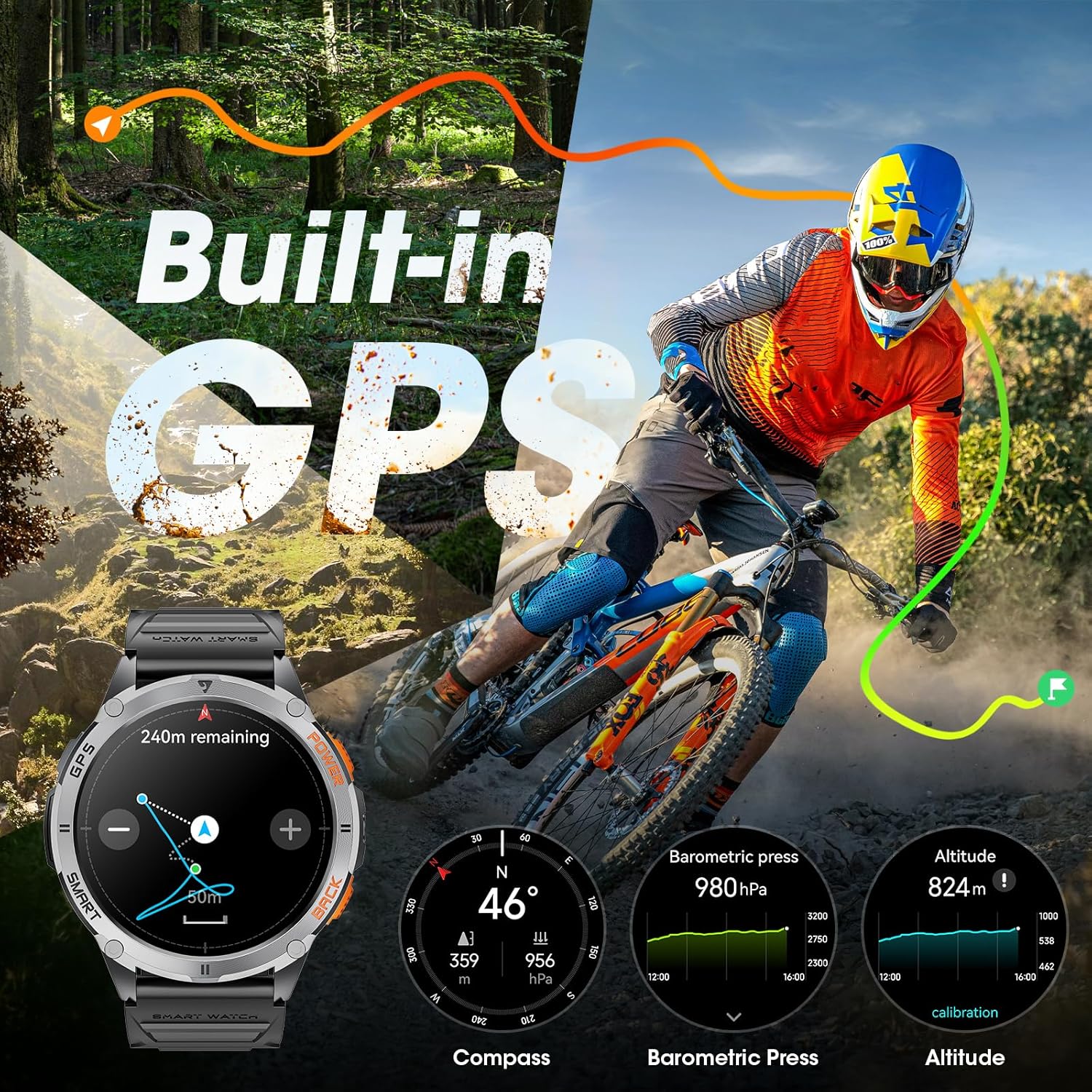Mens GPS Smart Watch AMOLED 170 Sport Modes Call