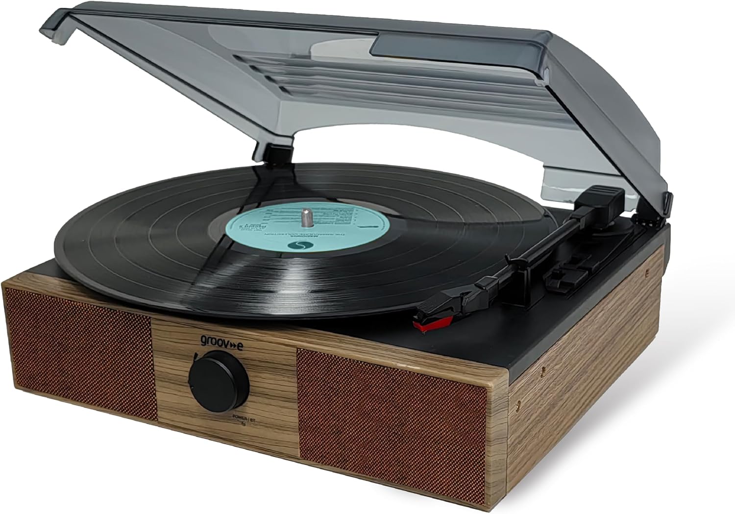 Retro Bluetooth Turntable with Speakers Alarm Clock