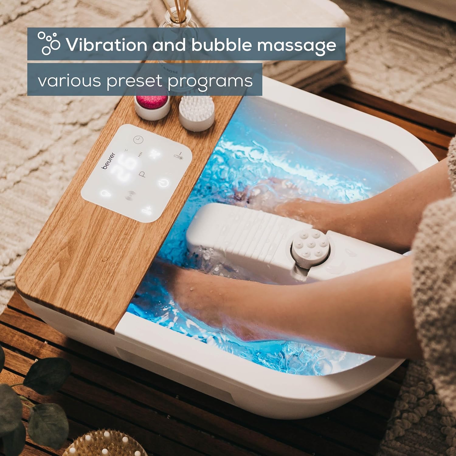 Heated Foot Spa Bath Touch Screen LED Bubble Massage Pedicure