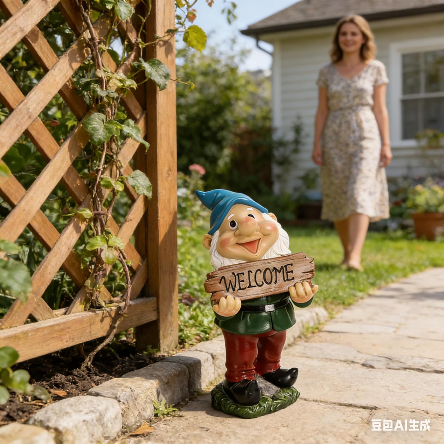 Garden Gnome Statue Resin Waterproof Outdoor Lawn Decor