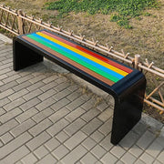 150cm Curved Outdoor Garden Bench Wood Seat Steel Frame Patio