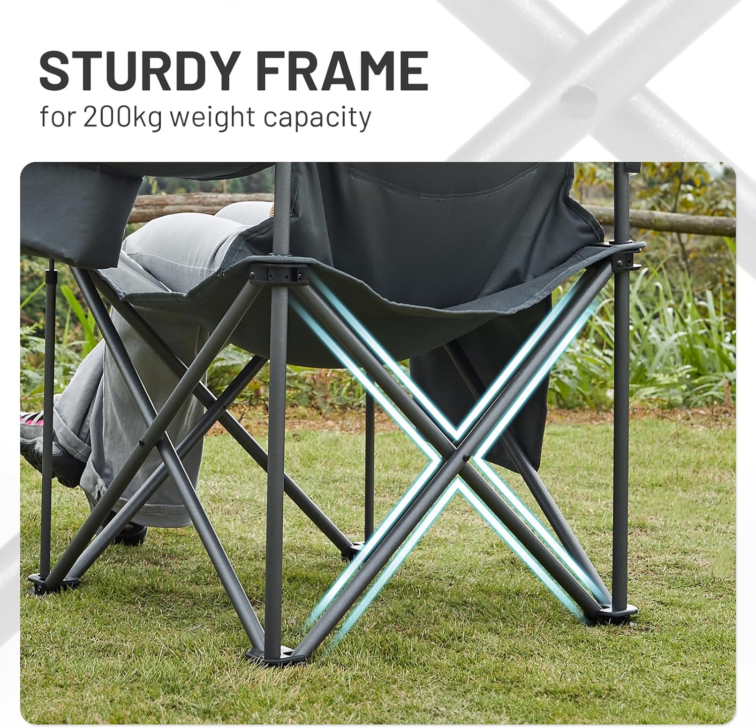 Heavy Duty Camping Chair 200kg Padded Grey