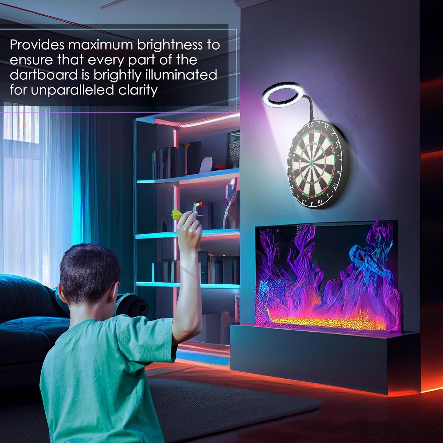 LED Dartboard Light Ring 72 LEDs Shadowless Adjustable Arm Easy Fit