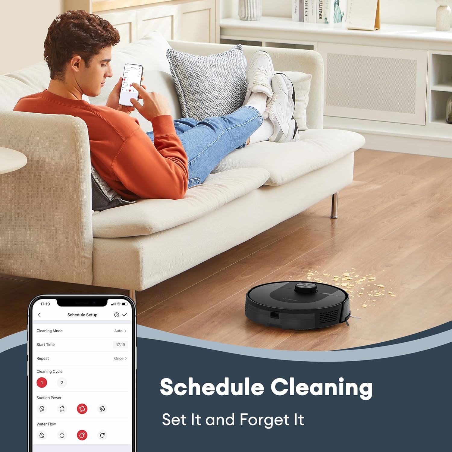 Robot Vacuum Mop 5000Pa LiDAR Mapping App Voice Control Pet Hair