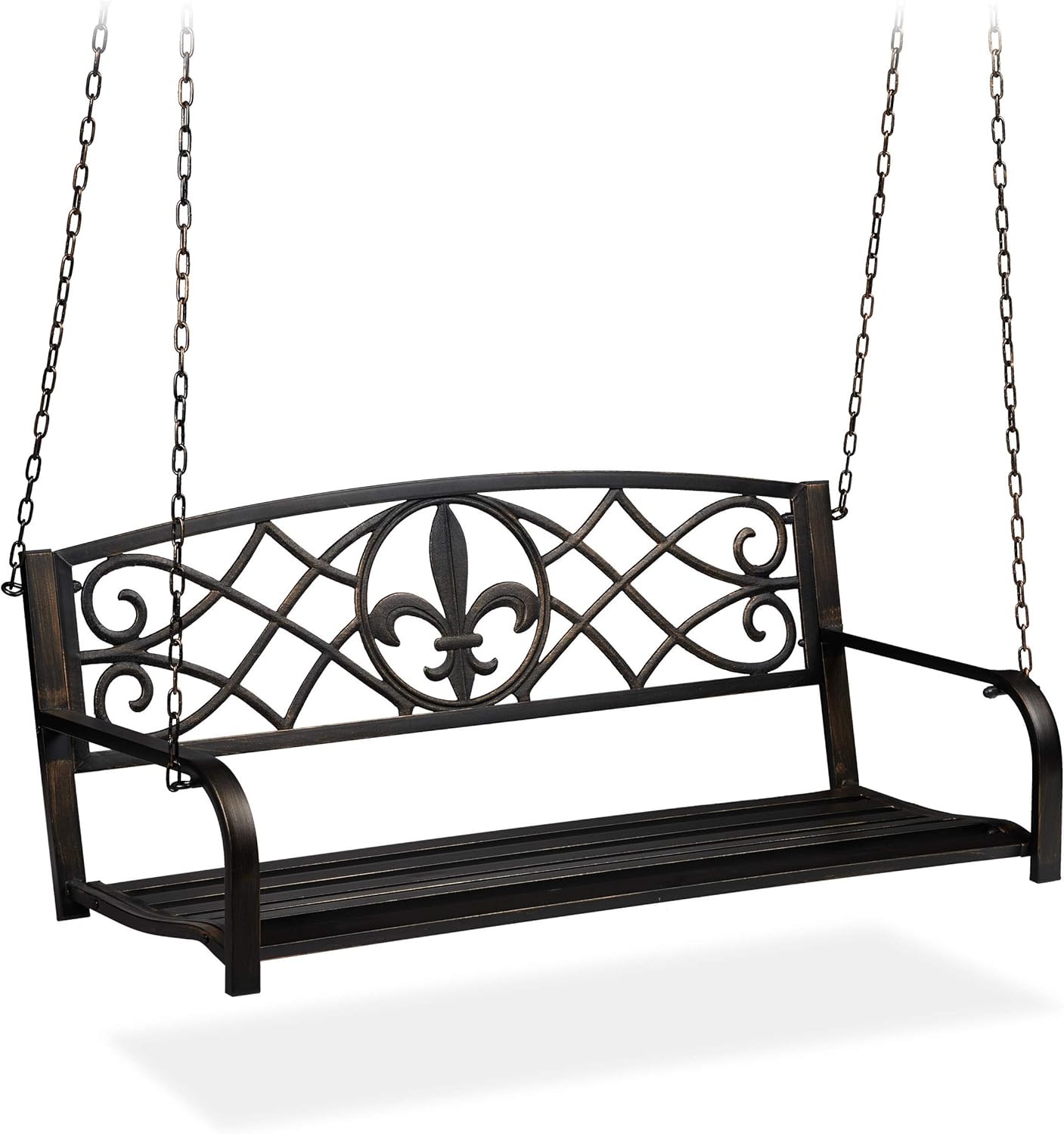 2 Seater Vintage Metal Porch Swing Bench Black Bronze