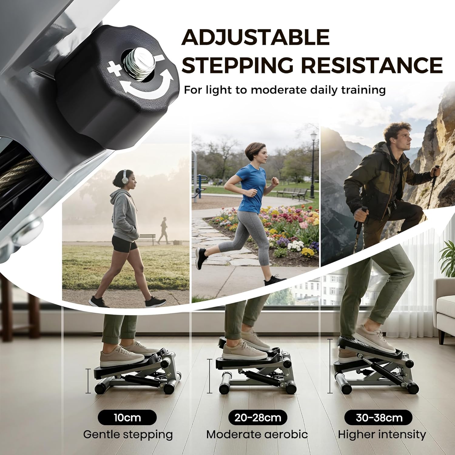 Mini Stepper Exercise Machine with Resistance Bands LCD Monitor