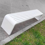 Outdoor Backless Garden Bench Wood Steel Patio Seat 150cm White