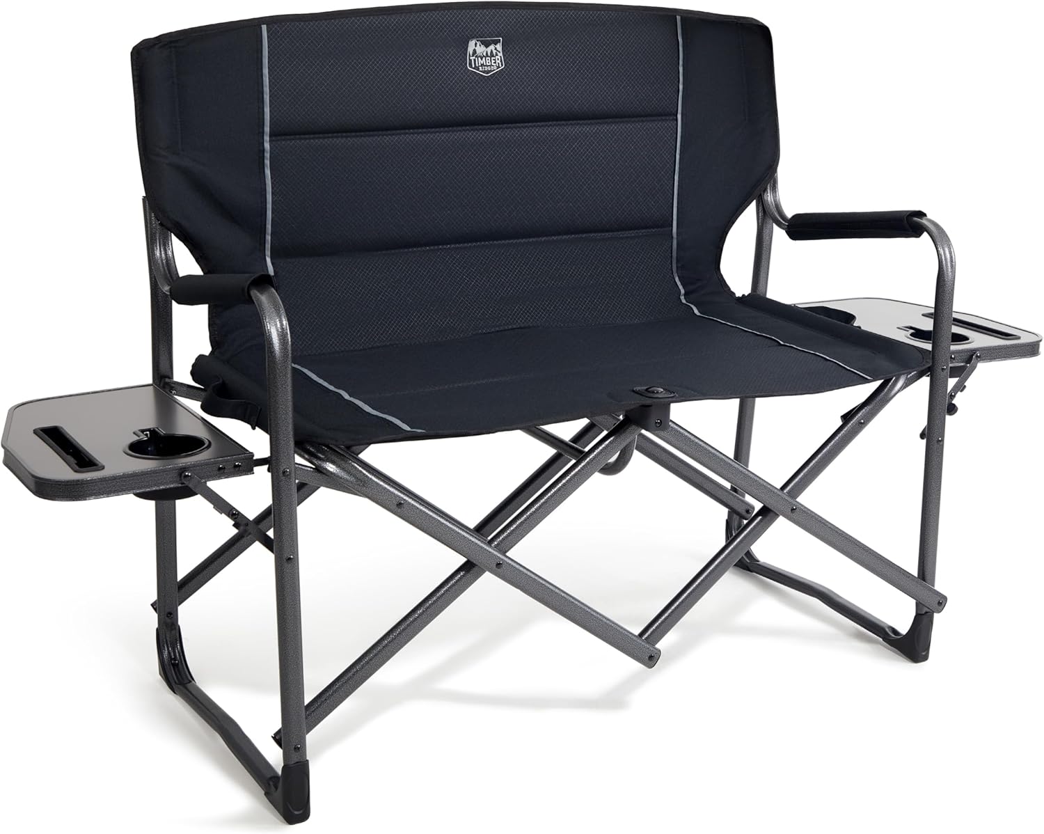 Double Camping Chair 2 Seater Folding Love Seat 300KG Black
