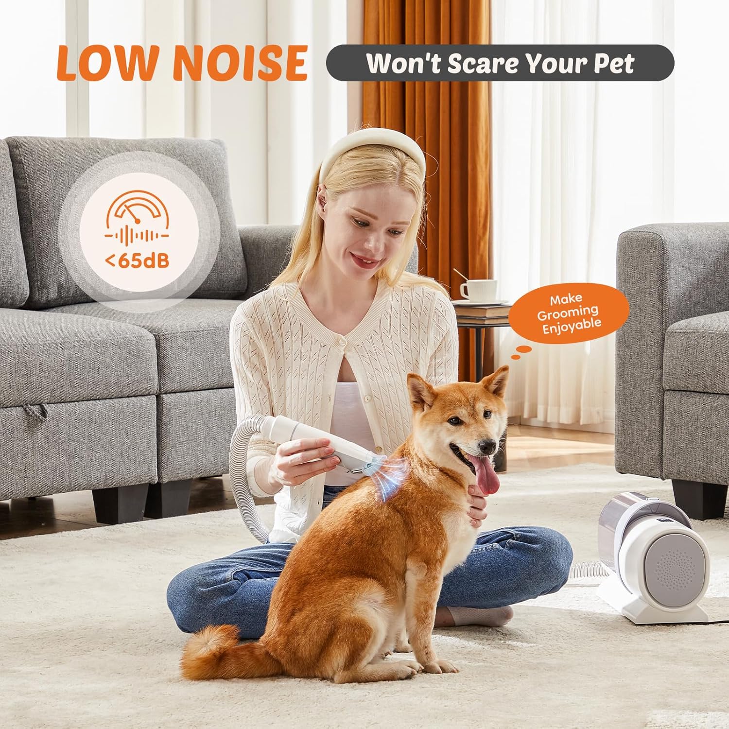 Pet Grooming Vacuum Kit 10KPa 2.5L Cordless Clippers Quiet