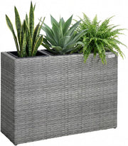 Large Tall Rattan Planter Box 83cm Grey with 3 Inner Pots