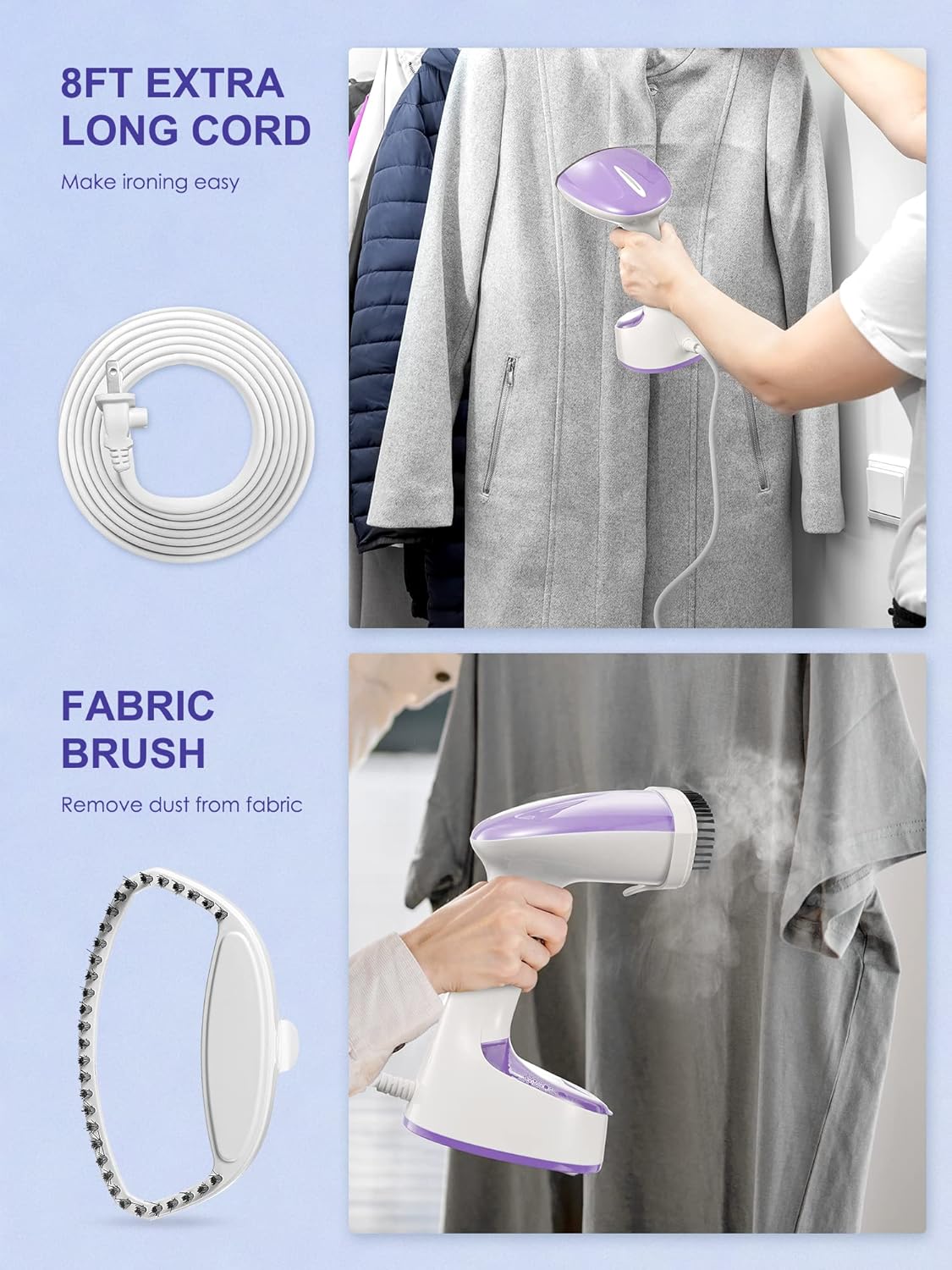 Foldable Handheld Garment Steamer 1200W 25s Heat Pink