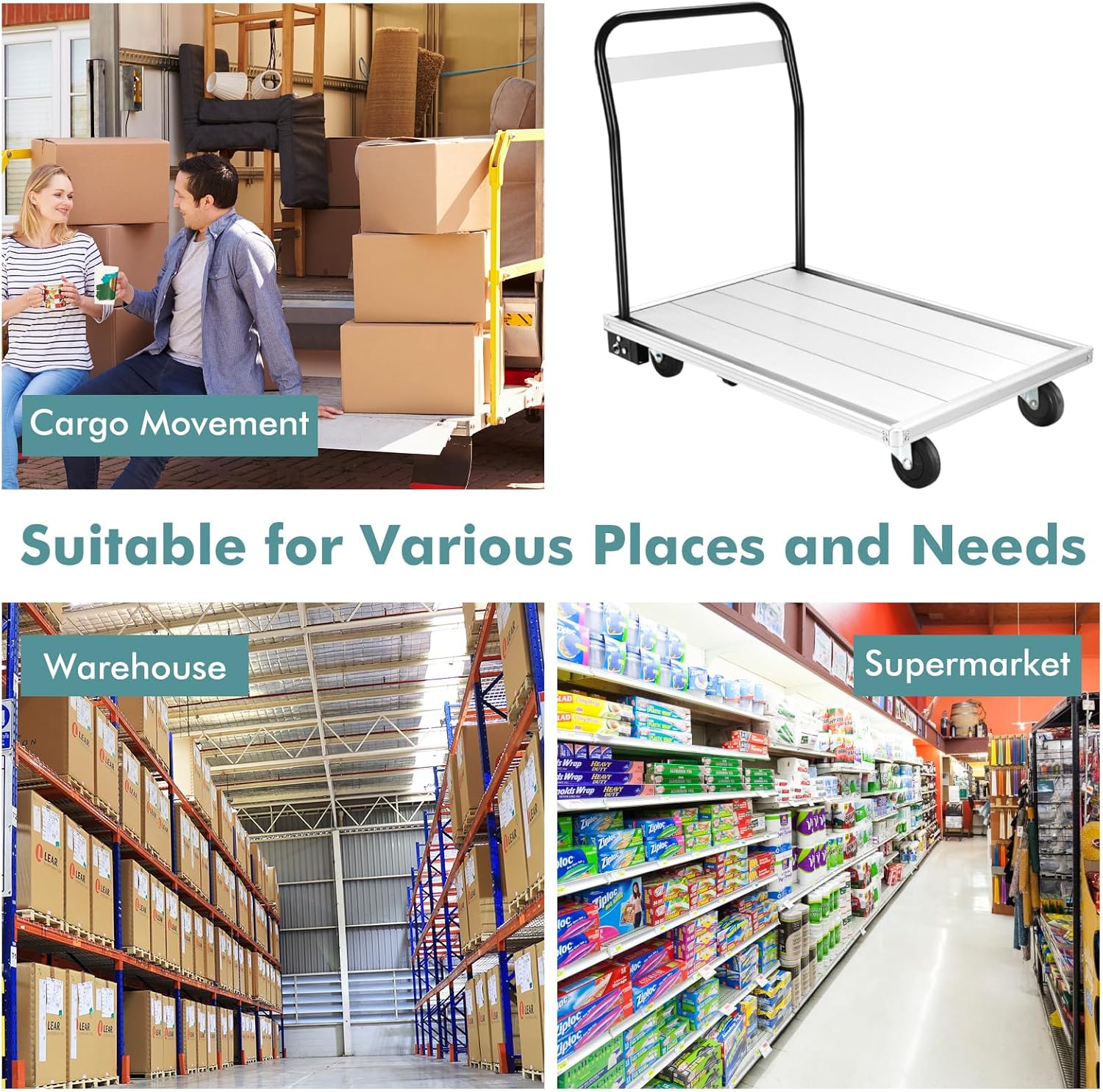 350KG Folding Platform Trolley Aluminium Flatbed Push Cart