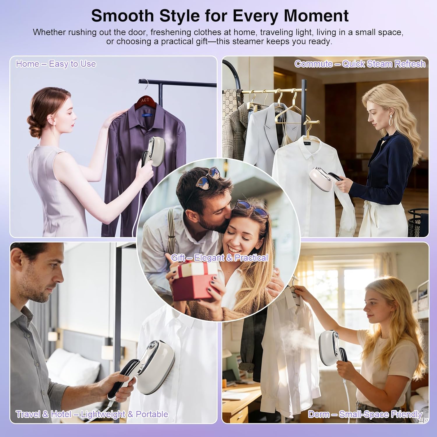1200W Handheld Garment Steamer Portable 6 Modes Fast Heat Wrinkle Remover
