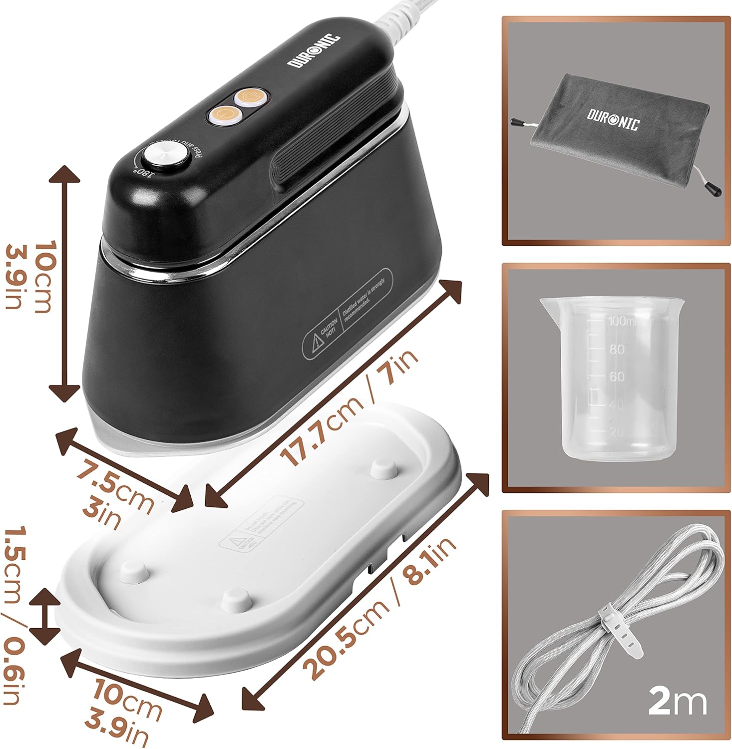 Travel Steam Iron Handheld 2in1 Fast Heat 45s Compact Wrinkle Remover