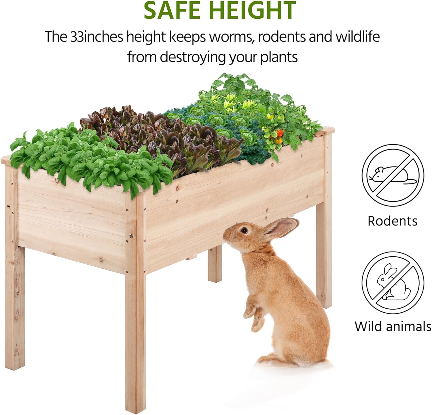 Set of 2 Raised Wooden Garden Beds Elevated Planter Box 120cm