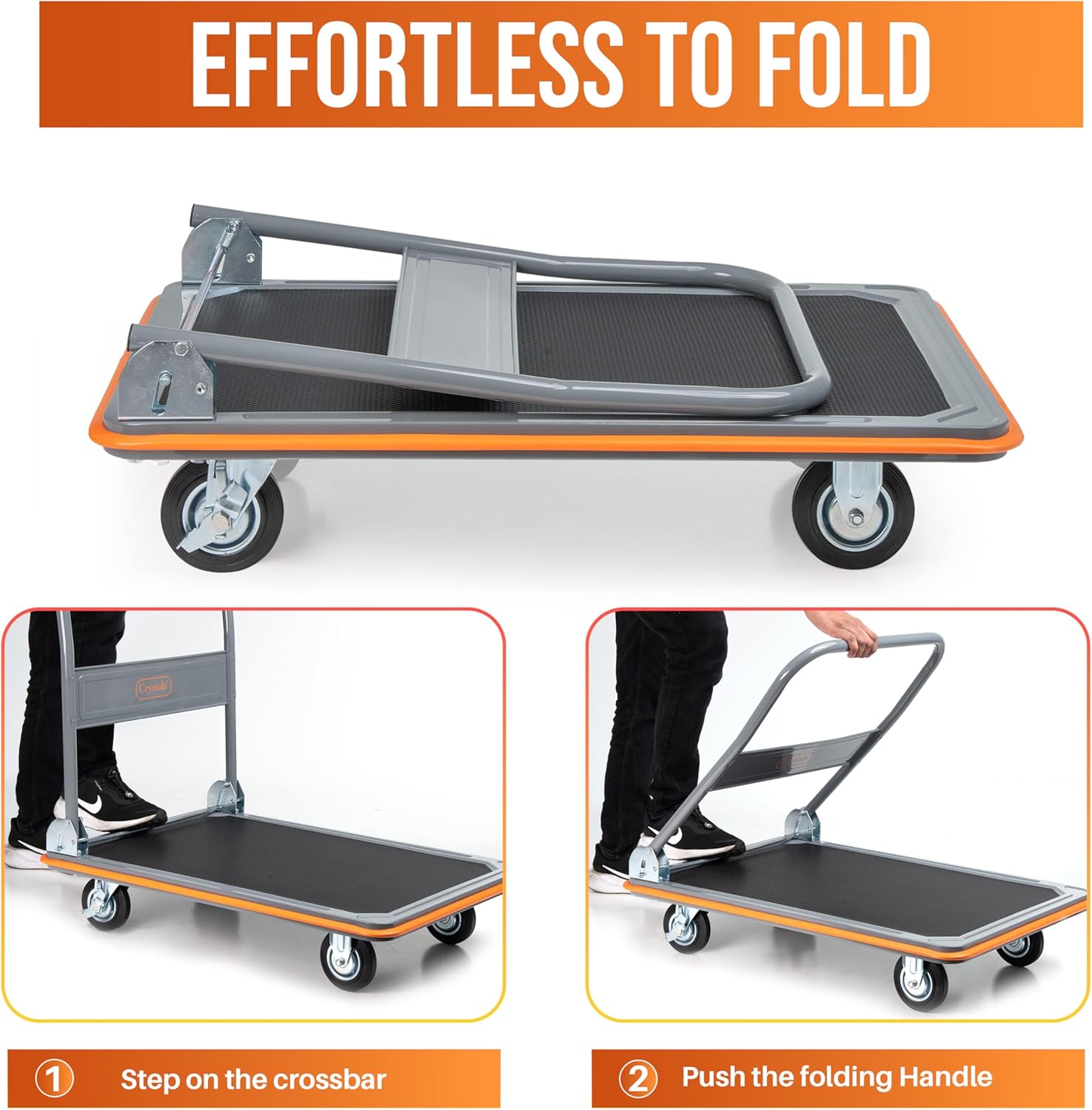 Heavy Duty Folding Platform Trolley 300KG Hand Truck Black