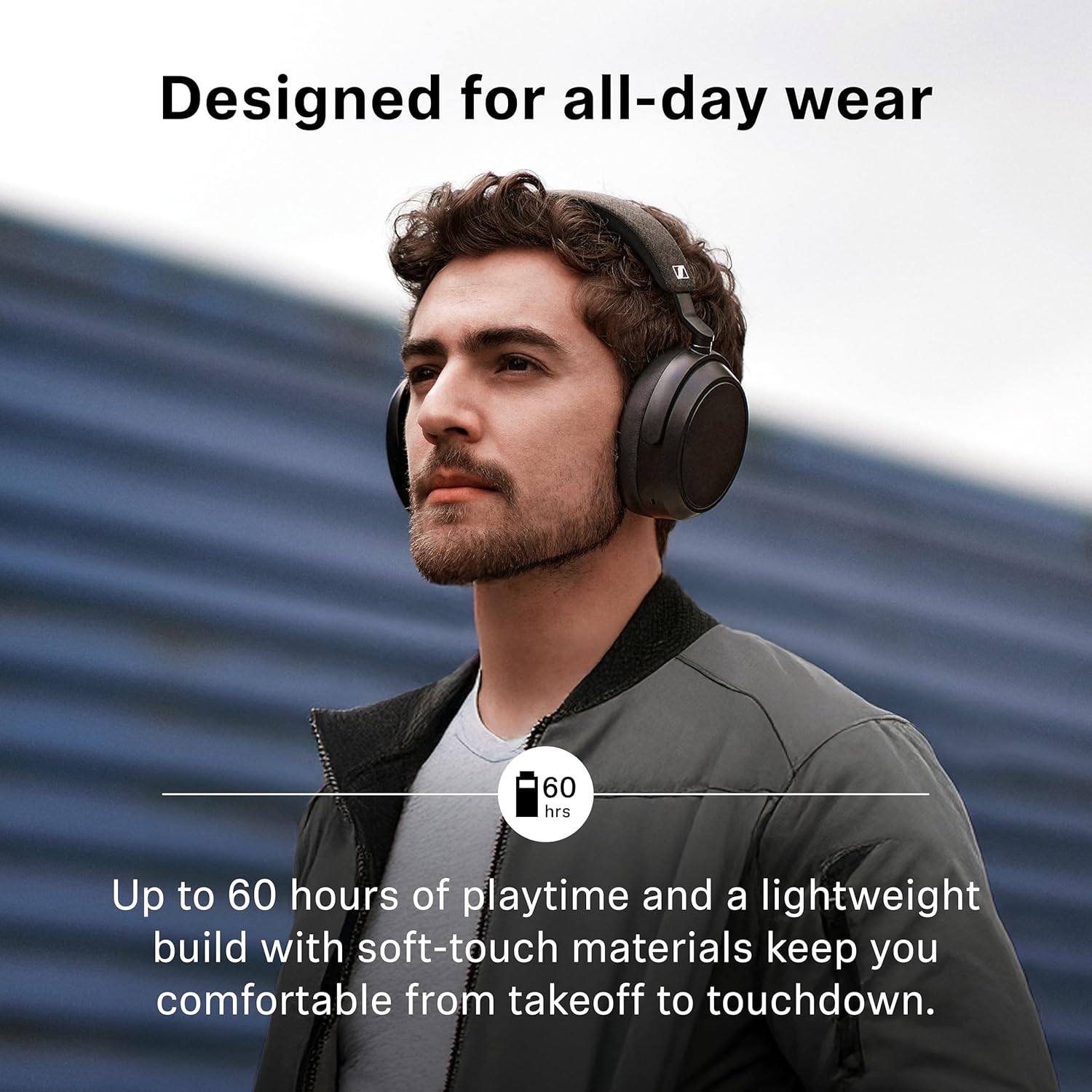 Wireless Adaptive Noise Cancelling Over Ear Headphones 60Hr Black