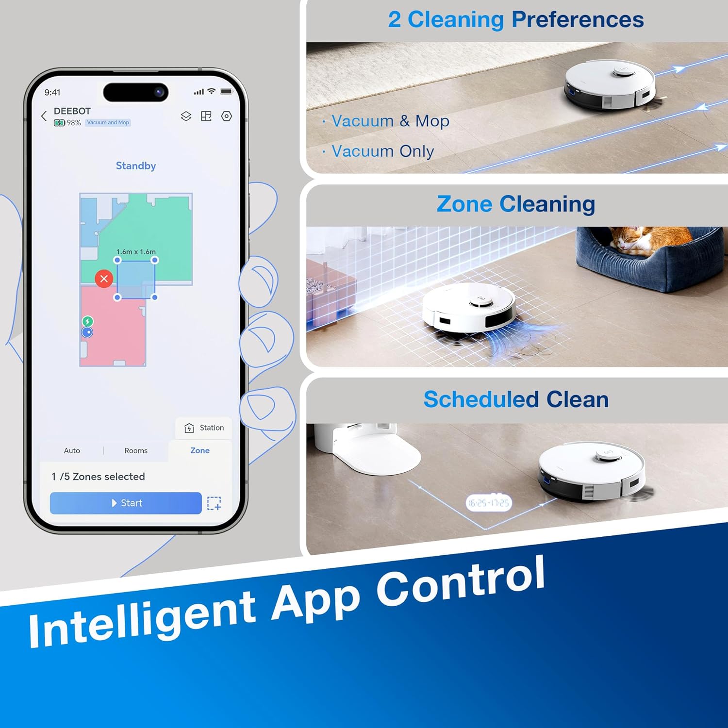 Robot Vacuum Mop 8000Pa LiDAR Mapping 300Min Runtime Pet Hair