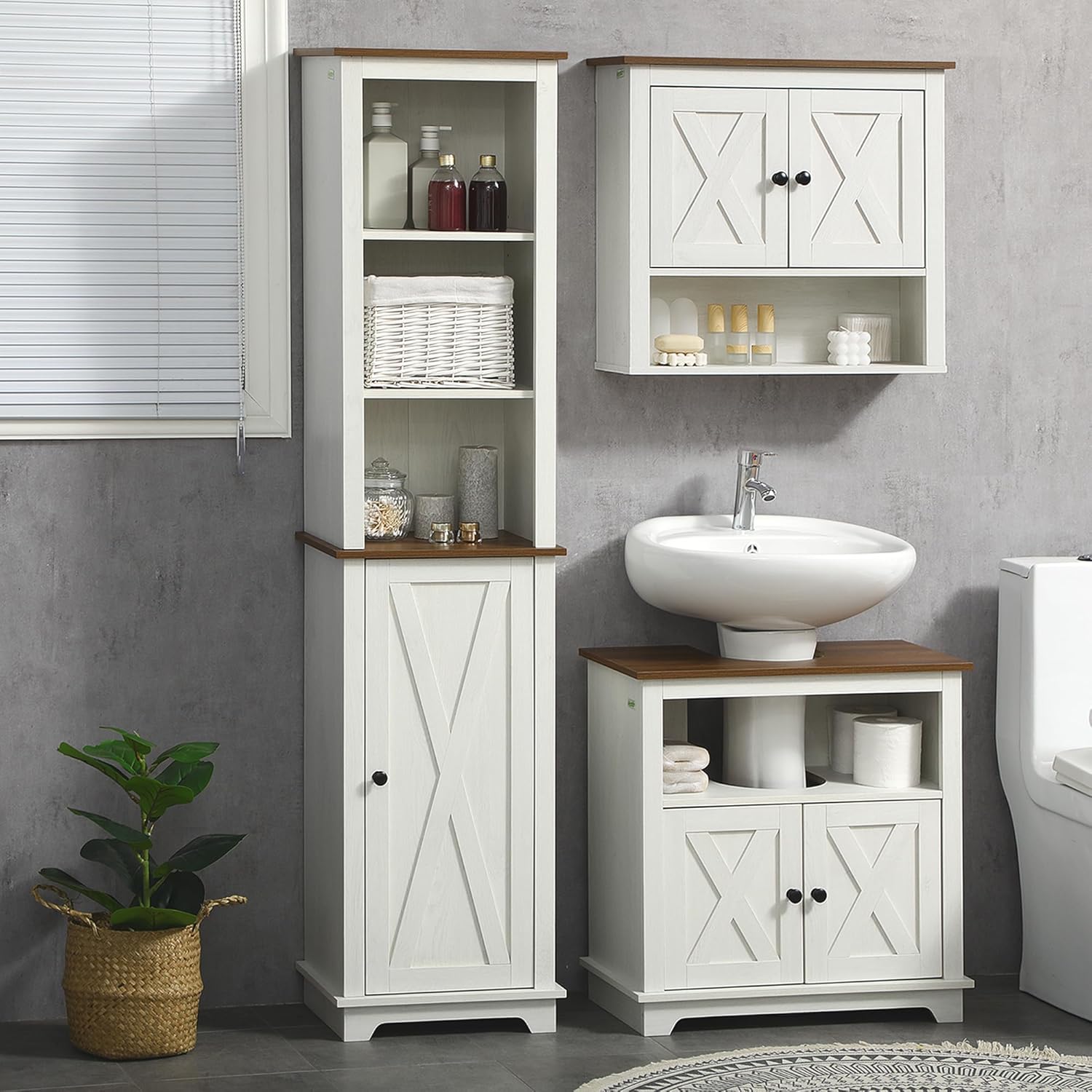 Tall Bathroom Floor Cabinet White Slim Storage Cupboard Shelves