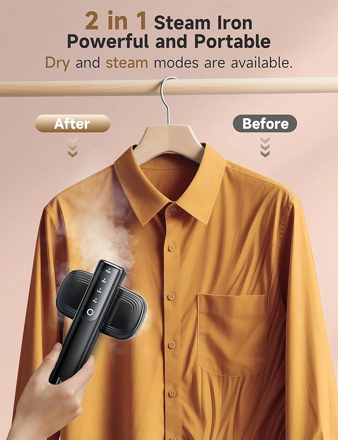 1200W Travel Garment Steamer LED Touch Portable Iron Fast Heat