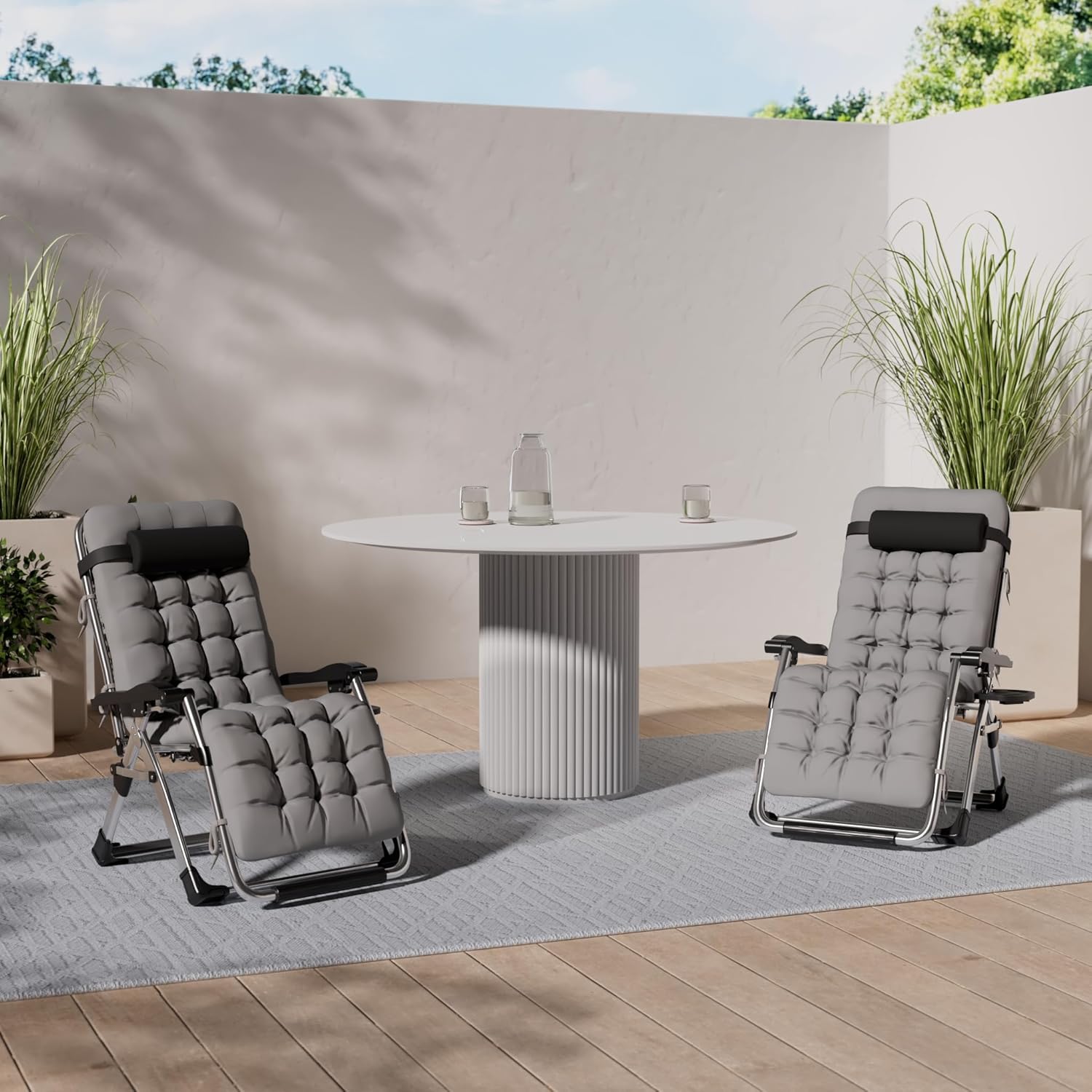 Heavy Duty Zero Gravity Sun Lounger Silver 200KG