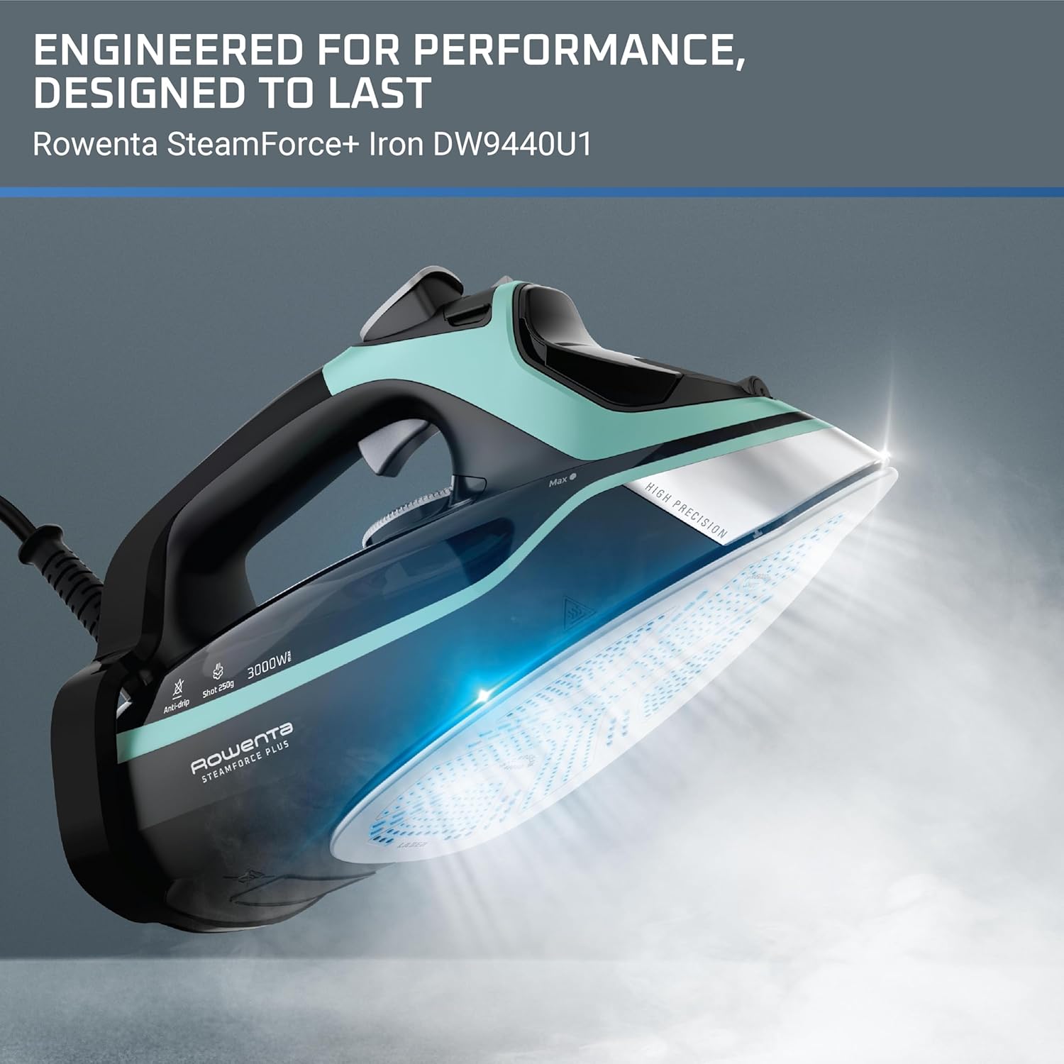 Steam Iron 1800W Stainless Steel Soleplate Digital Display Wrinkle Remover