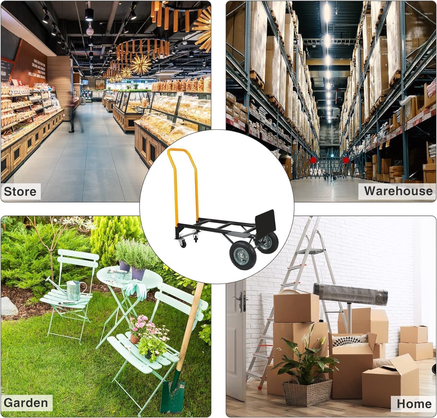 2 In 1 Convertible Hand Truck Dolly 150KG Yellow