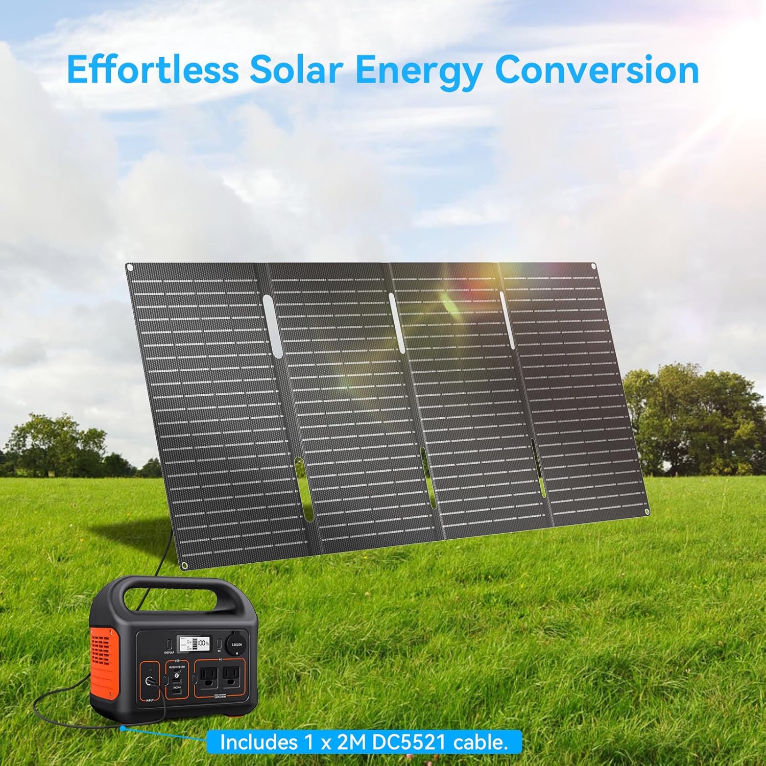 60W Foldable Solar Panel Charger Portable USB C USB A Camping Power