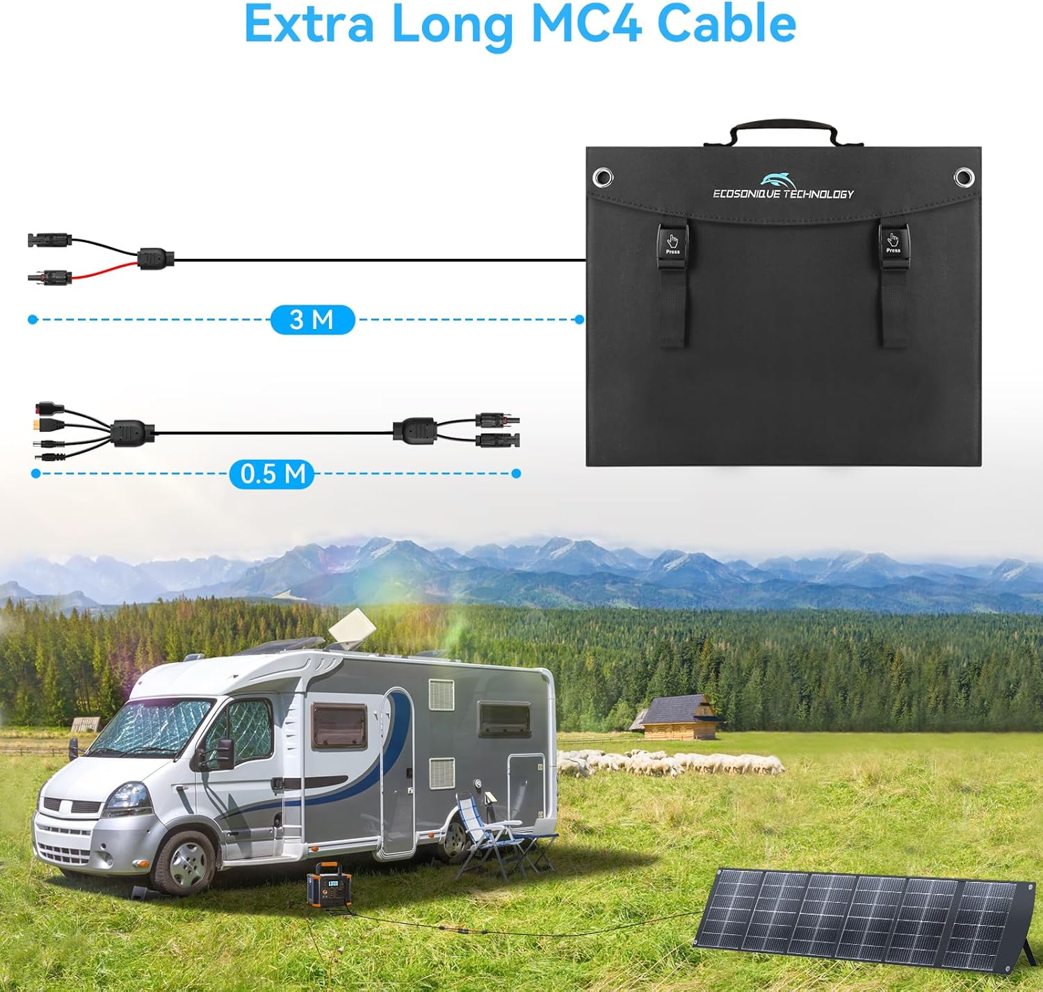 200W Portable Solar Panel Foldable USB-C QC3.0 MC4 Camping
