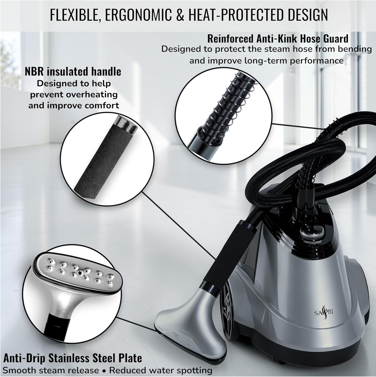 2200W Garment Steamer Upright 2.9L Tank 66 Min Steam Power