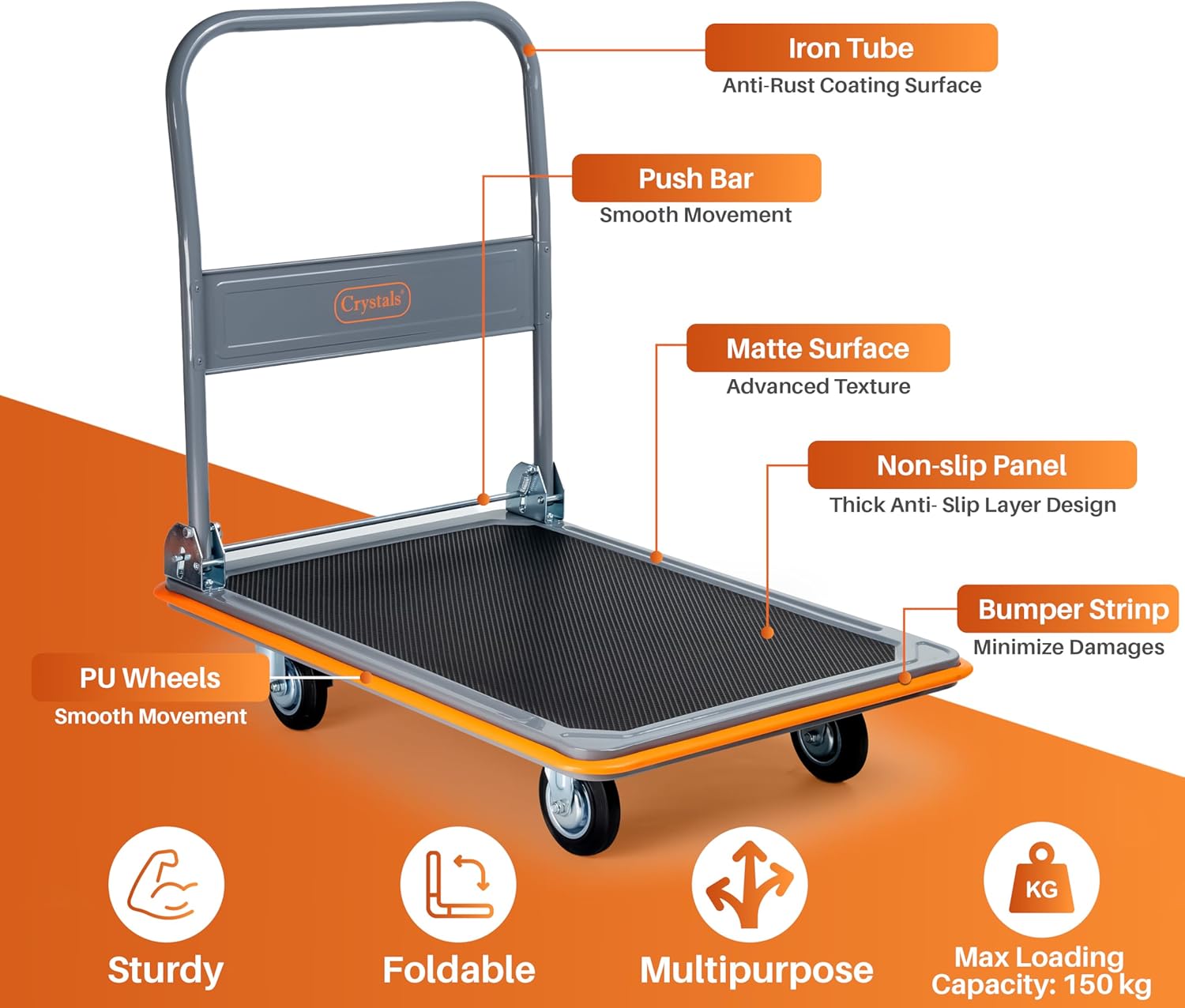 Heavy Duty Folding Platform Trolley 300KG Hand Truck Black
