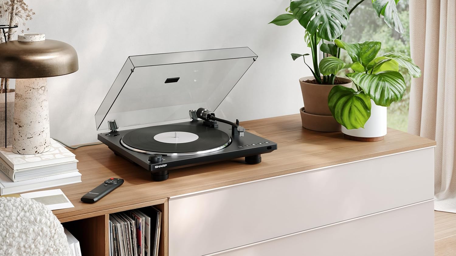 Automatic Turntable Record Player Bluetooth USB-C Preamp Black