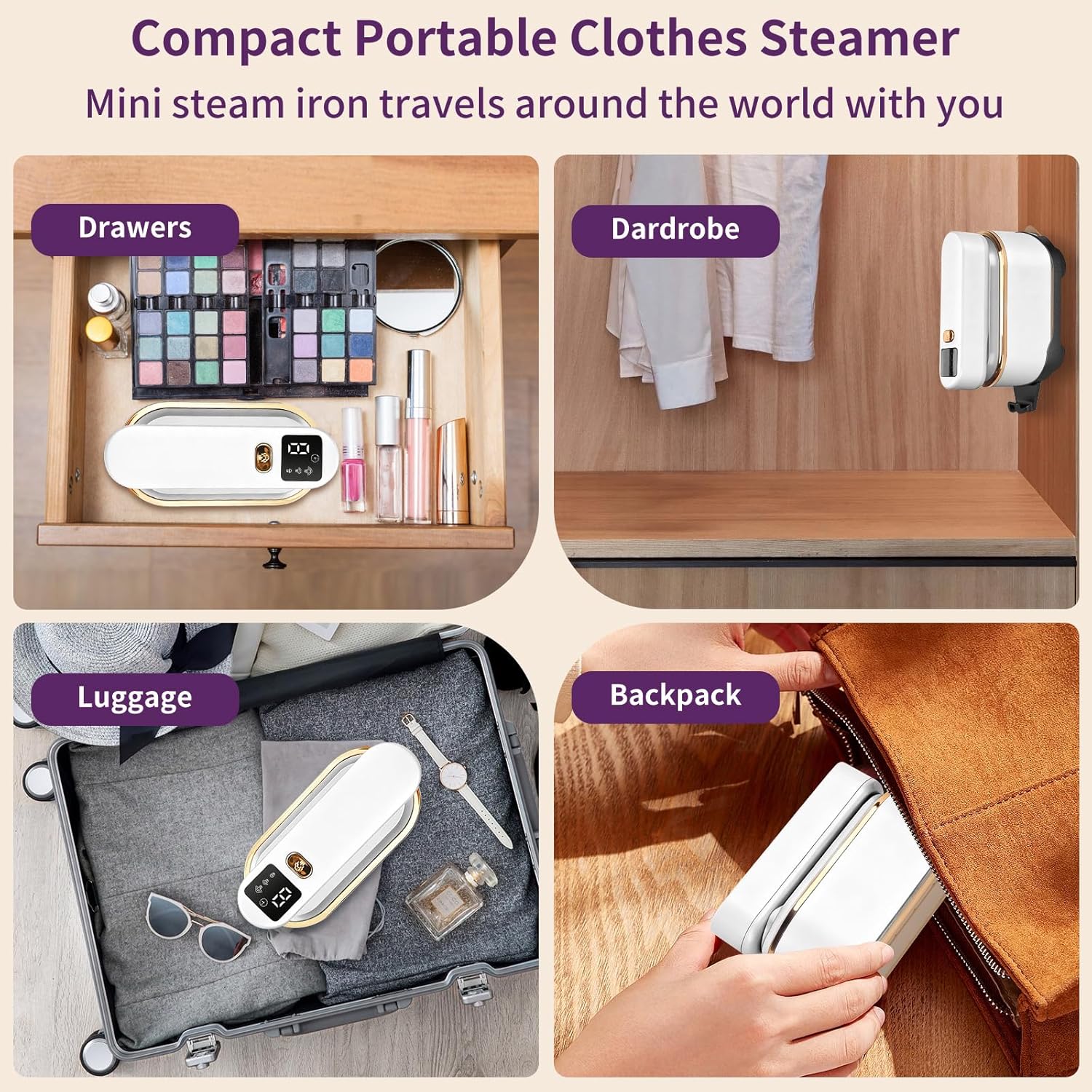 2in1 Travel Garment Steamer Iron 1200W 10s Heat LED Foldable