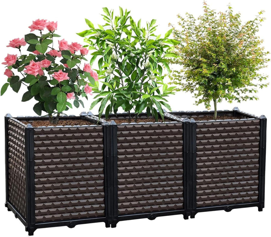 Raised Garden Bed Planter 3 Pack Self Watering Deep 50cm Box