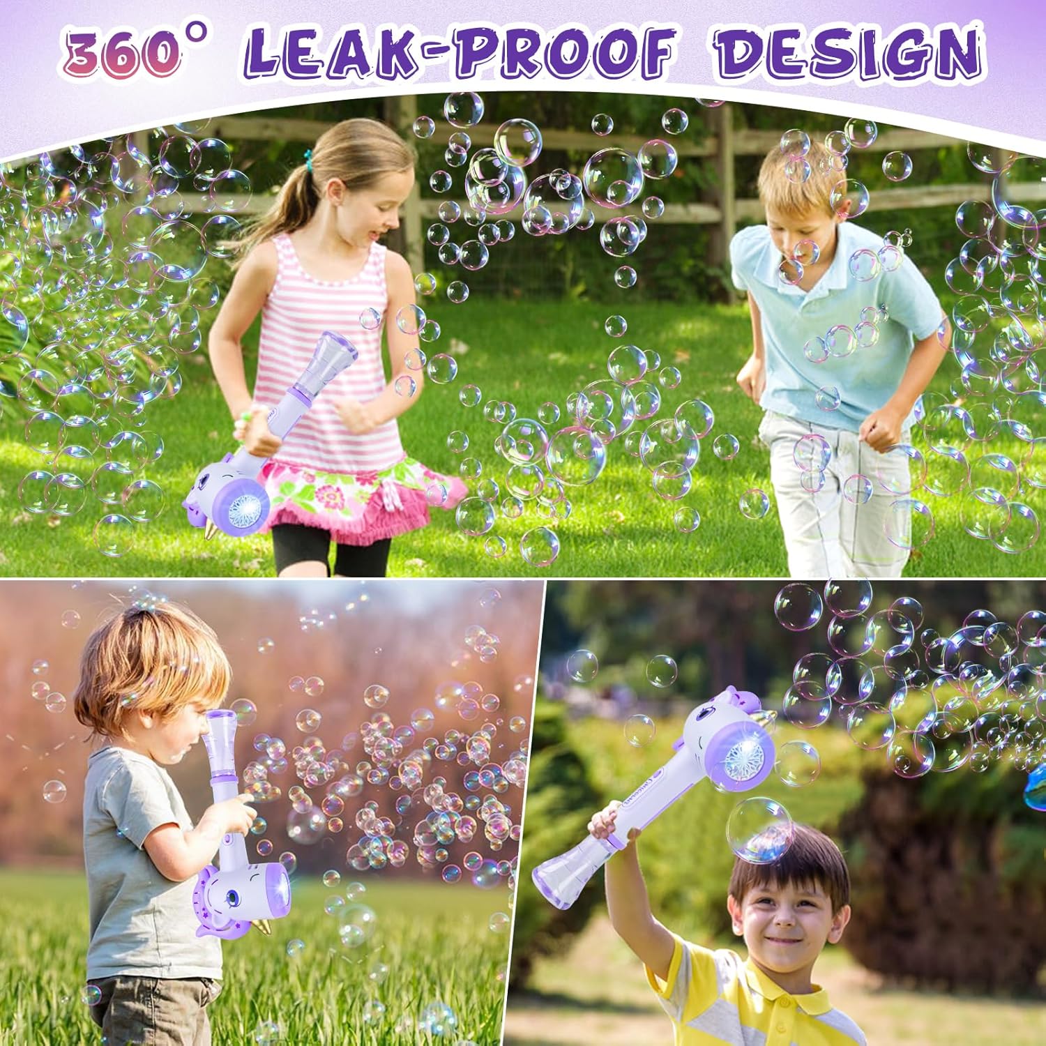 Unicorn Bubble Wand LED 10000 Girls Party Toy Purple