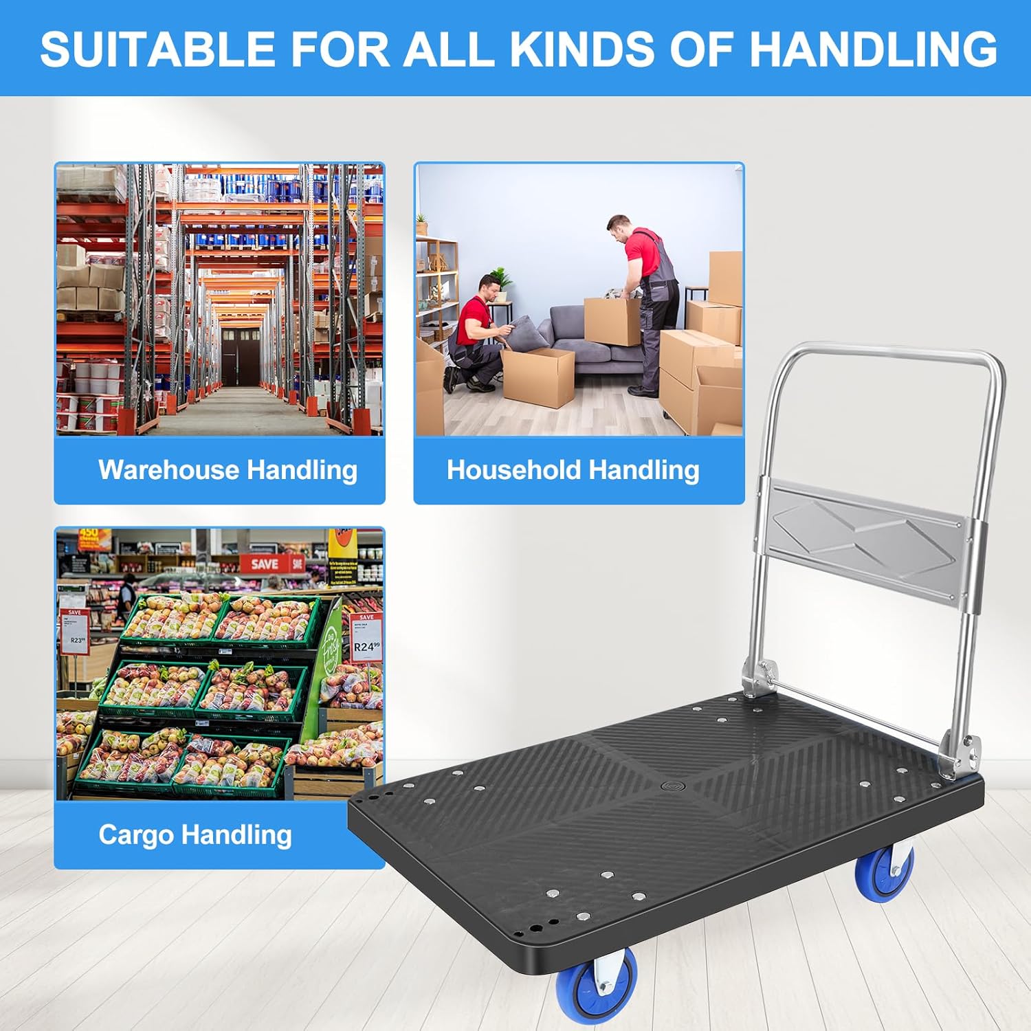150KG Folding Platform Trolley Flatbed Sack Truck Cart